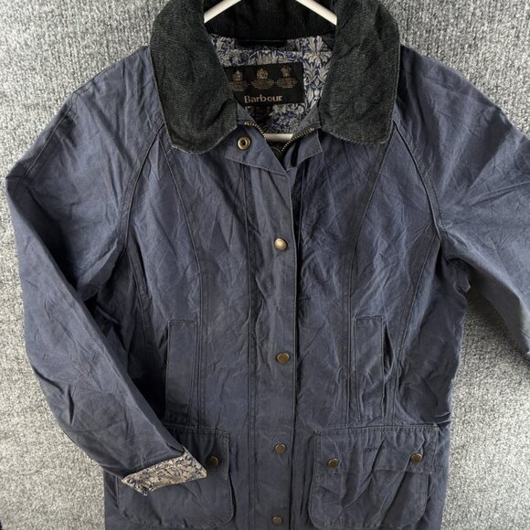 Barbour Waxed Jacket Women Full Zip Ladies Wax Cotton Templates Size 6 US Canvas - Picture 1 of 16